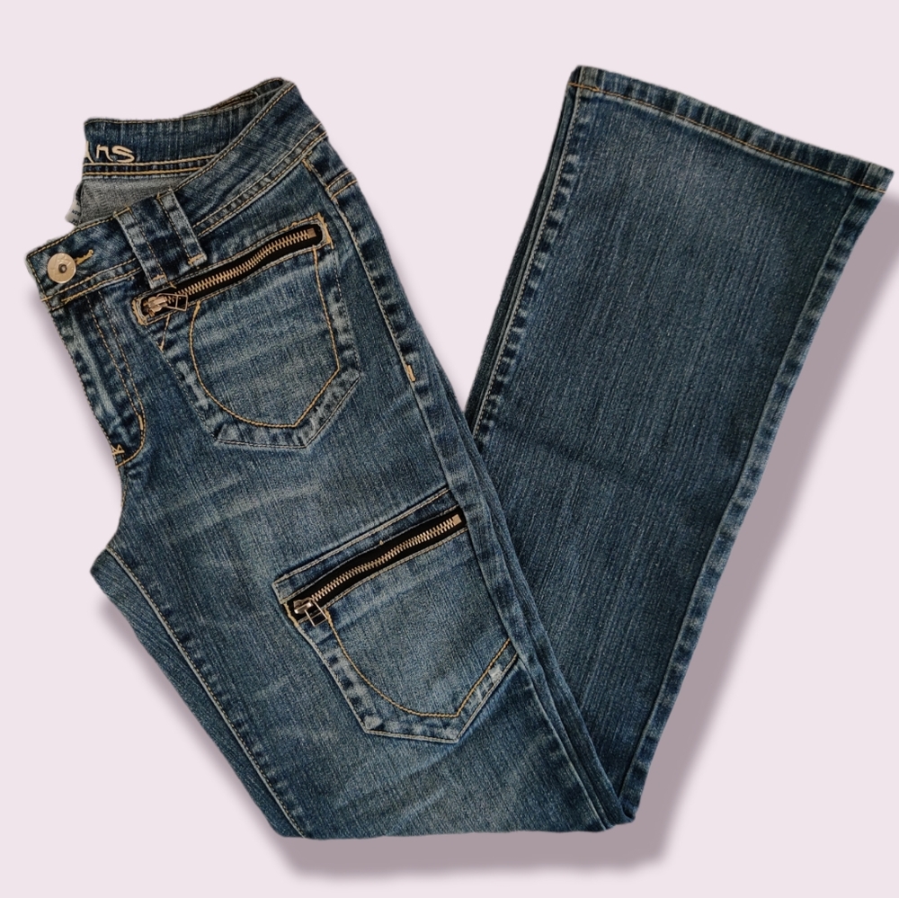 AB Wide Leg Blue Jeans with multiple pockets - Picture 2 of 16
